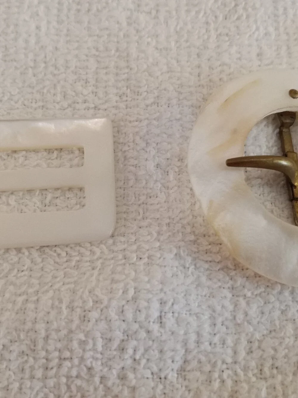 Vintage Mother of Pearl Belt or Scarf Slide Buckles (2)